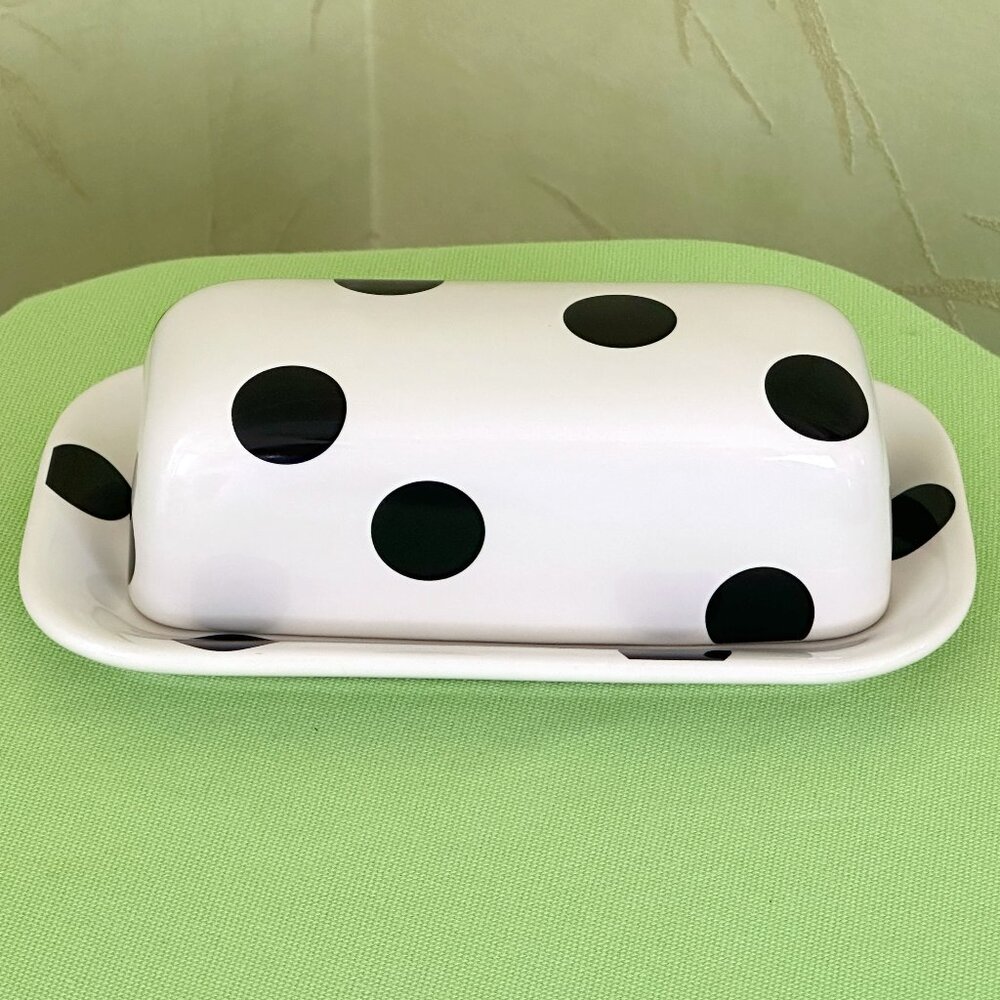 KATE SPADE DECO DOT COVERED BUTTER DISH:NWT DOTS
